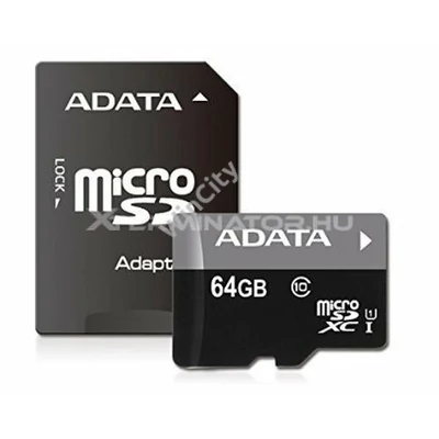 Memóriakártya ADATA 64GB SD micro Premier (SDXC Class 10 UHS-I) adapterrel