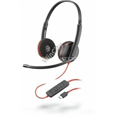 Fejhallgató Poly Plantronics Blackwire USB-C C3220 Headset Black 