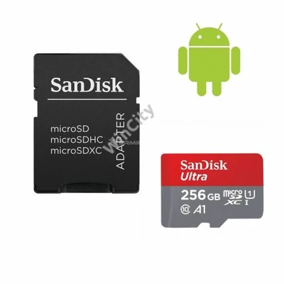 Memóriakártya Sandisk 256GB microSDXC Ultra Class 10 UHS-I A1 (Android) + adapterrel