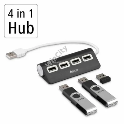 USB Hub Hama USB 2.0 HUB 4xport Black 