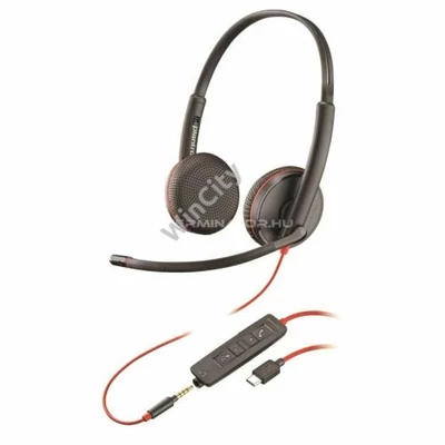 Fejhallgató Poly Plantronics Blackwire 3225 USB-C Headset Black 