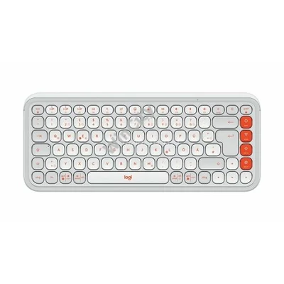 Billentyűzet Logitech Pop Icon Wireless Keyboard Off White/Orange US