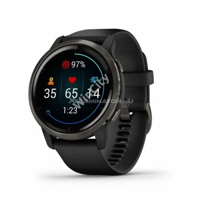 Okosóra Garmin Venu 2 Slate Stainless Steel Bezel with Black Case and Silicone Band