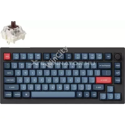 Billentyűzet Keychron V1 Max Swappable RGB Backlight Brown Switch - Black - Knob Version, US