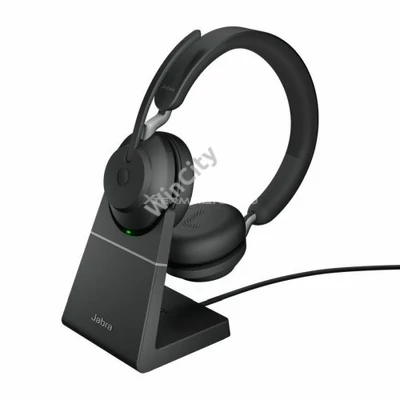 Jabra Evolve2 65 UC Stereo Bluetooth Headset + Charging Station Black 