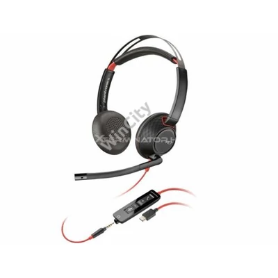 Fejhallgató Poly Plantronics Blackwire 5220 USB-C/USB-A Headset Black 