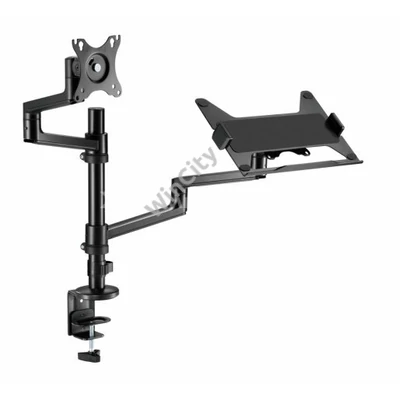 Asztali Konzol Gembird Desk mounted adjustable monitor arm with notebook tray 17"-32" Black