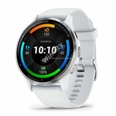 Okosóra Garmin Venu 3 Silver Stainless Steel Bezel with Whitestone Case and Silicone Band
