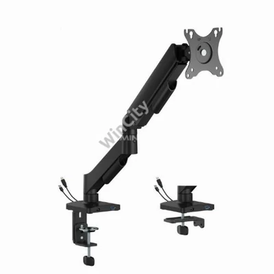 Asztali konzol GembirdAdjustable desk display mounting arm with USB ports 17”-32” Black