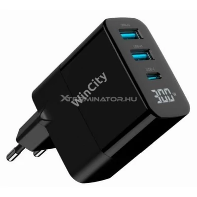 Adapter Gembird 3-Port 30W USB Fast Charger Black