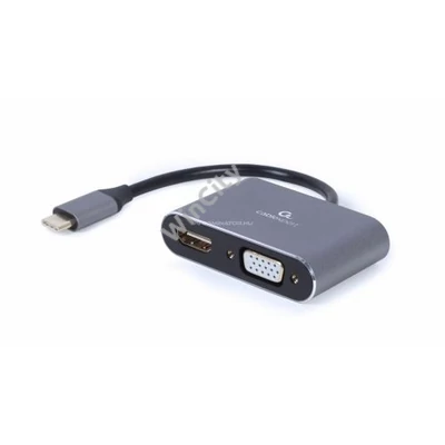 Átalakító Gembird USB Type-C to HDMI + VGA Display adapter Space Grey