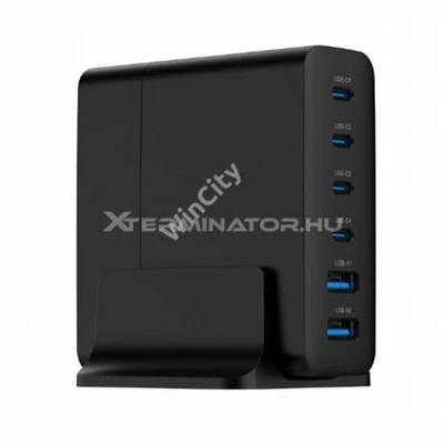 Adapter Gembird 6-port 75W GaN USB fast charger Black