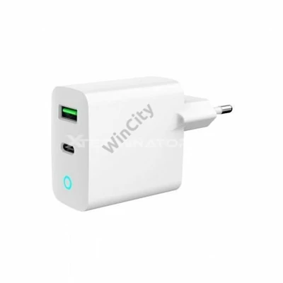 Adapter Gembird 2-Port 20W USB Fast Charger White