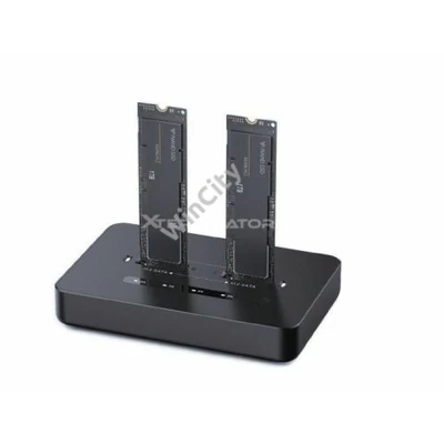 Dokkoló Gembird DD2-U3M2 Desktop dual drive USB Type-C M.2 NVME (and SATA) SSD docking station Black