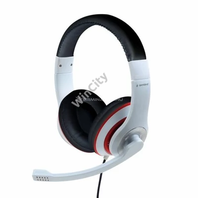 Fejhallgató Gembird MHS-03-WTRDBK Stereo Headset White/Red/Black