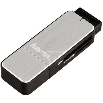 Kártyaolvasó Hama SD Car Reader USB-A Silver/Black