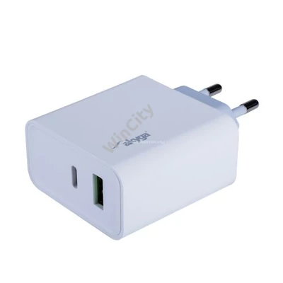 Hálózati töltő Akyga AK-CH-14 USB-A + USB-C PD 5-20V / max. 3A 45W Quick Charge 3.0