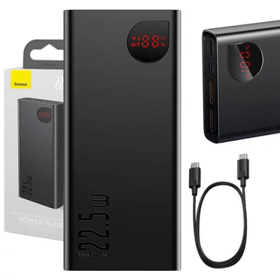 Powerbank Baseus Adaman Metal 20000mAh, PD, QC 3.0, 65W, 2xUSB + USB-C + micro USB, (fekete)